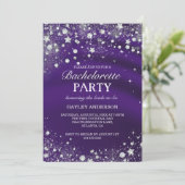 Sparkle Diamond Paars Bachelorette Party Invite Kaart (Staand voorkant)