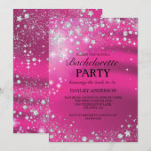 Sparkle Diamond Pink Bachelorette Party Uitnodigin Kaart (Voorkant / Achterkant)