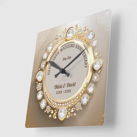 Sparkle Diamonds Bruiloft Jubileum Vierkante Klok (Hoek)