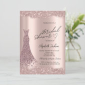 Sparkle Diamonds Rose Gold Dress Bridal Shower  Kaart (Staand voorkant)