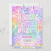 Sparkle Disco Ball Pastel Rainbow Second Birthday  Kaart (Voorkant)