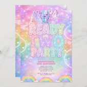 Sparkle Disco Ball Pastel Rainbow Second Birthday  Kaart (Voorkant / Achterkant)