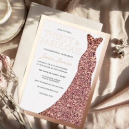 Sparkle Dress 30th Birthday Party Rose Gold Folie Uitnodiging