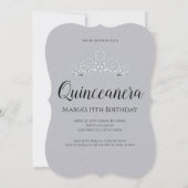 Sparkle Dress Black Silver Quinceañera-uitnodiging Kaart (Achterkant)