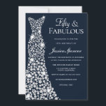 Sparkle Dress Down 50 & Fabulous 50th Birthday Kaart<br><div class="desc">Sparkle Dress onderaan de 50e Aannodiging van de Dag van de Vrede Variaties aan de uitnodiging en de overeenkomstige punten in onze opslag</div>