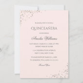Sparkle Dress Pink Rose Gold Quinceanera Invite Kaart (Achterkant)