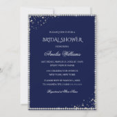 Sparkle Dress Silver Navy Bridal Shower Uitnodigin Kaart (Achterkant)