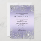 Sparkle Dress & Tiara Paars Quinceanera Invite Kaart (Achterkant)