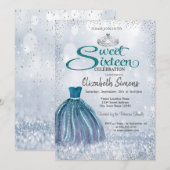 Sparkle Dress, Tiara Princess Bokeh Sweet 16 Kaart (Voorkant / Achterkant)