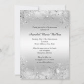 Sparkle Dress & Tiara Silver Quinceanera Invite Kaart (Achterkant)