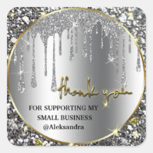 Sparkle drip bedankt je zilveren gouden vierkante