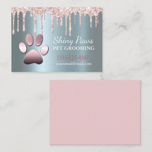 Sparkle Drip Shimmer Dog Pet Grooming Service Visitekaartje (Voorkant / Achterkant)