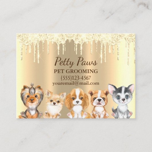 Sparkle Drip Shimmer Puppies Pet Grooming Service Visitekaartje (Voorkant)