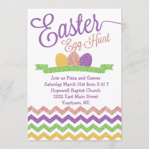 Sparkle Easter Egg Hunt Invitation Kaart