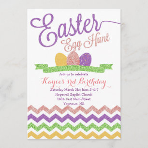 Sparkle Easter Egg Hunt verjaardag Uitnodiging