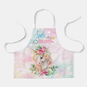 Sparkle Eenhoorn Floral Glitter Schort
