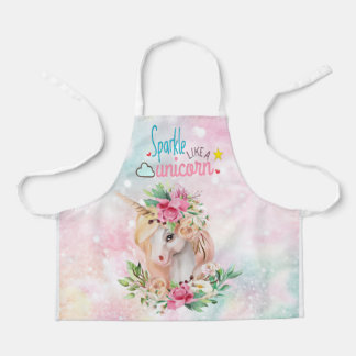 Sparkle Eenhoorn Floral Glitter Schort