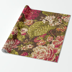 Sparkle Effect Floral Brocade Cadeaupapier
