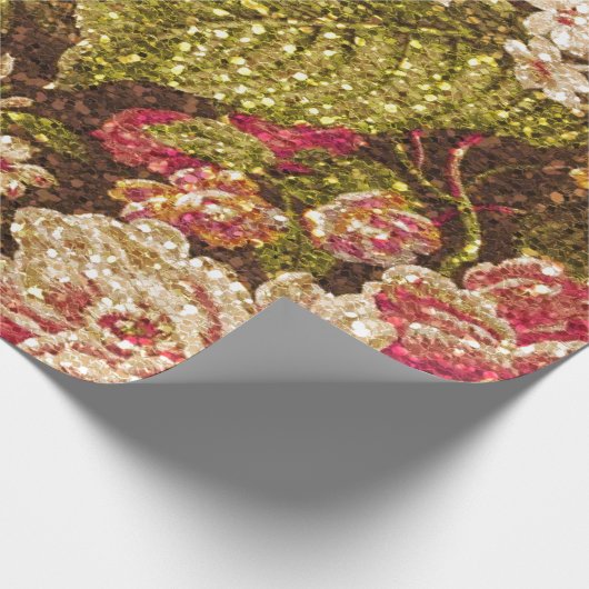 Sparkle Effect Floral Brocade Cadeaupapier (Hoek)