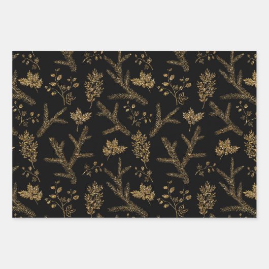 Sparkle Elegant Zwart Goud Vakantie Luxe Vibe Inpakpapier Vel (Voorkant)