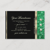 Sparkle Emerald Green Glitter Diamonds Goud Zwart Visitekaartje (Achterkant)