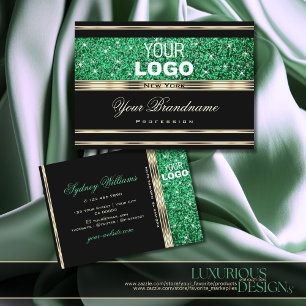 Sparkle Emerald Green Glitter toevoegen Logo Gold  Visitekaartje