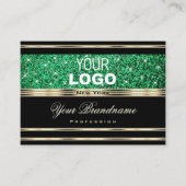 Sparkle Emerald Green Glitter toevoegen Logo Gold Visitekaartje (Voorkant)