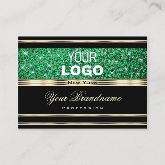 Sparkle Emerald Green Glitter toevoegen Logo Gold Visitekaartje (Voorkant)