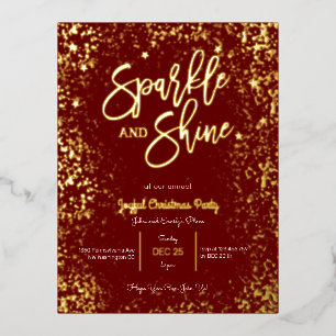 Sparkle en glans folie kerstfeestuitnodiging folie feestdagen briefkaart