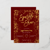 Sparkle en glans folie kerstfeestuitnodiging folie feestdagen briefkaart (Voorkant / Achterkant)