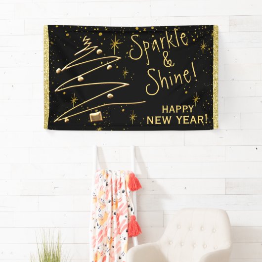 Sparkle en Glans, Gelukkig Nieuwjaar Hangende Bann Spandoek (Insitu)