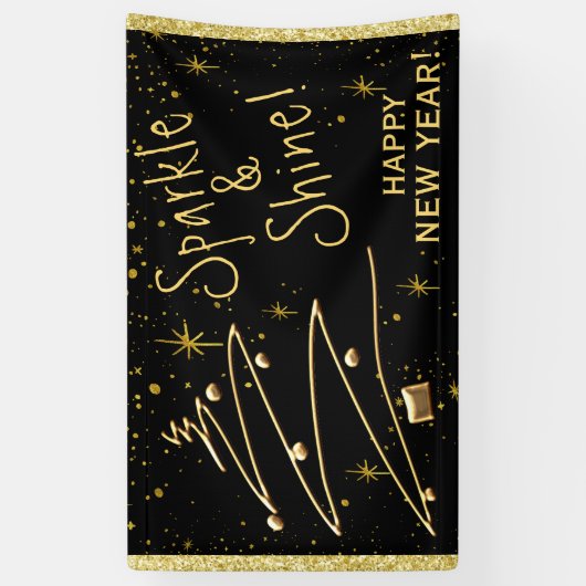 Sparkle en Glans, Gelukkig Nieuwjaar Hangende Bann Spandoek (Verticaal)