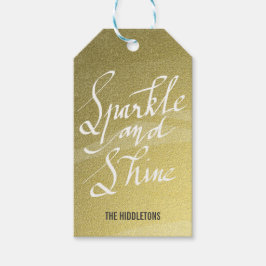Sparkle en glans handgeschreven script gouden vaka cadeaulabel
