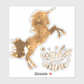 Sparkle en Shine Eenhoorn - Goud Koper Sticker (Vel)