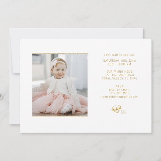 Sparkle en Shine Gem Verjaardag Uitnodiging (Achterkant)