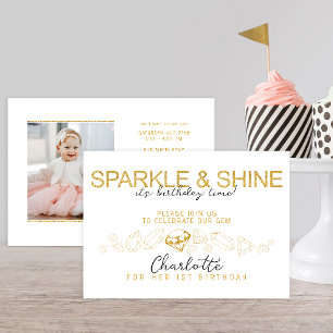 Sparkle en Shine Gem Verjaardagsfeestuitnodiging Kaart