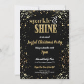 Sparkle en Shine Gold Black Christmas Party Kaart (Voorkant)