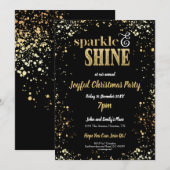 Sparkle en Shine Gold Black Christmas Party Kaart (Voorkant / Achterkant)