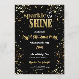 Sparkle en Shine Gold Black Christmas Party Kaart