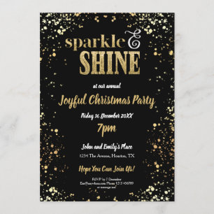 Sparkle en Shine Gold Black Christmas Party Kaart