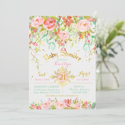 Sparkle Enchanted Secret Garden Baby shower Kaart (Staand voorkant)