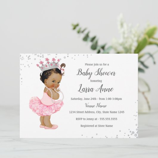 Sparkle Etnische Prinses Roze Baby shower Kaart (Staand voorkant)