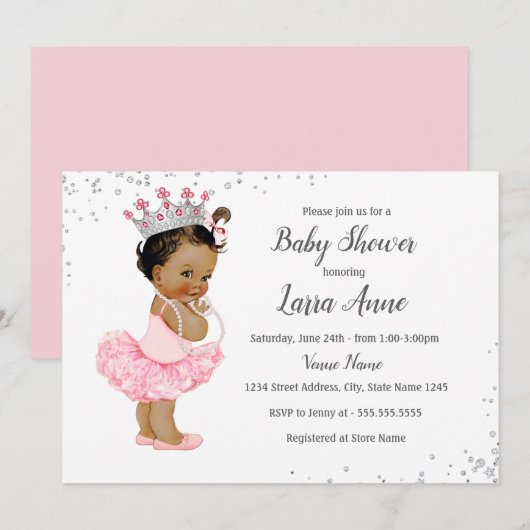 Sparkle Etnische Prinses Roze Baby shower Kaart (Voorkant / Achterkant)