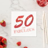 Sparkle Fabulous 50th Birthday Coral Glitter Servet (Insitu)
