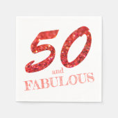 Sparkle Fabulous 50th Birthday Coral Glitter Servet (Voorkant)