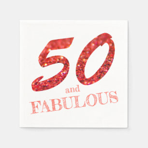 Sparkle Fabulous 50th Birthday Coral Glitter Servet