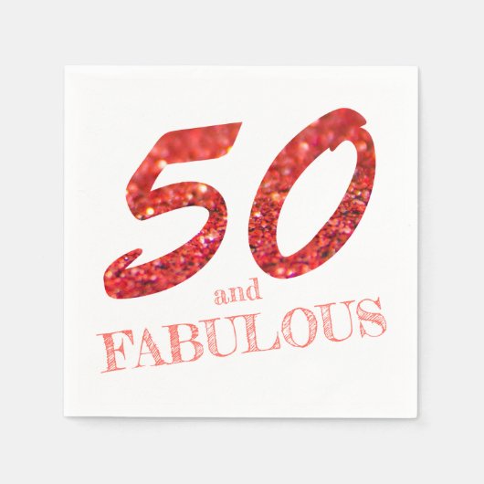 Sparkle Fabulous 50th Birthday Coral Glitter Servet (Voorkant)