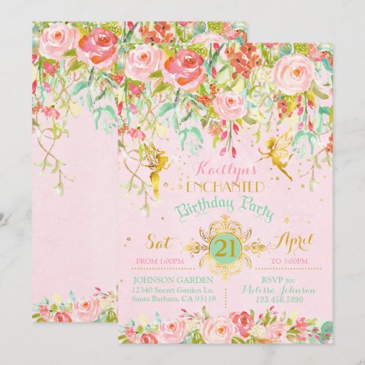 Sparkle Fairy Enchanted Garden Verjaardag Kaart (Voorkant / Achterkant)