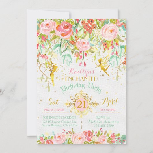 Sparkle Fairy Enchanted Garden Verjaardag Kaart (Voorkant)