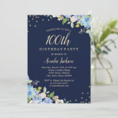 Sparkle Floral Blue 100ste verpartij Kaart (Staand voorkant)